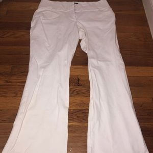 White flare pants